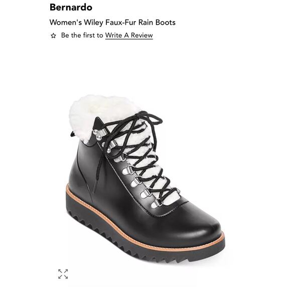 Bernardo Wiley rubber and faux fur boots women’s sz 9 black - Picture 1 of 7